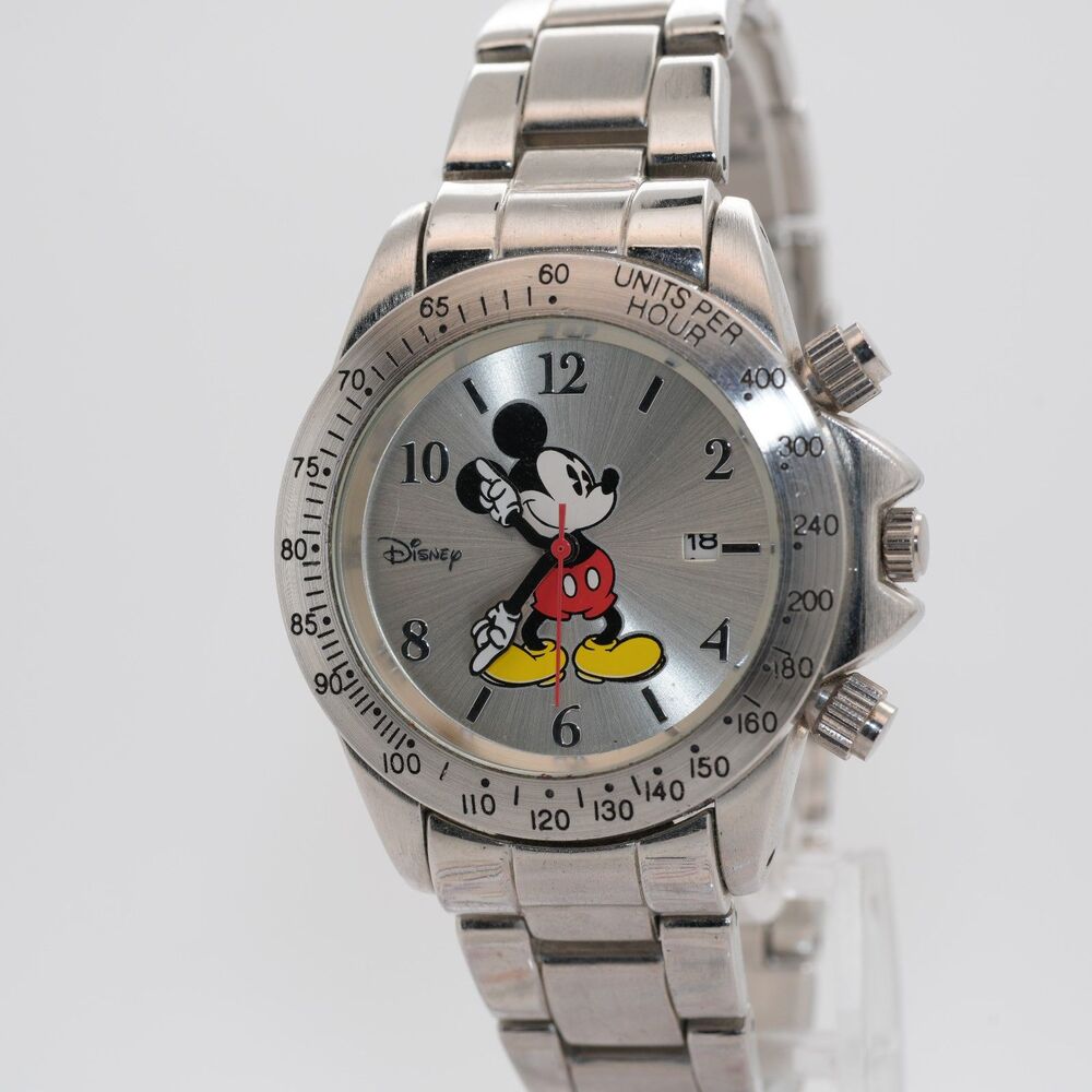 Disney Mickey Mouse Accutime MK2140 Daytona Style 39mm Date New Battery Working